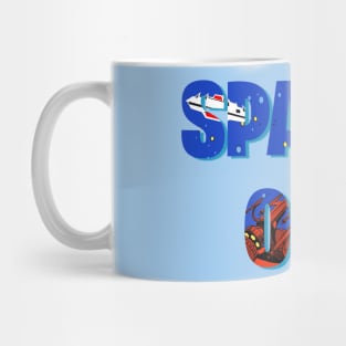 Spaced Out retro arcade style design Mug